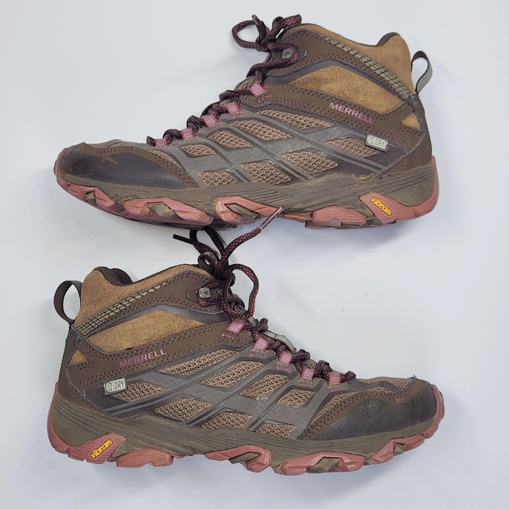 Merrell Hiking Shoes Womens Size 7.5 Brown Waterproof Mid Top Vibram J37144 - Picture 14 of 16